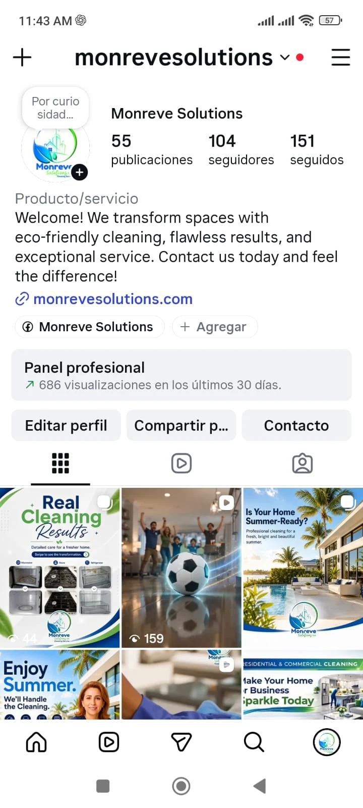 Perfil de Instagram Monreve
